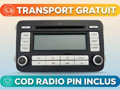 Radio CD MP3 VW RCD 300 Butoane Argintii 1K0035186AD Golf 5 Passat + Cod